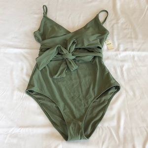 SOLD Aerie Green Wrap one piece swimsuit, size M